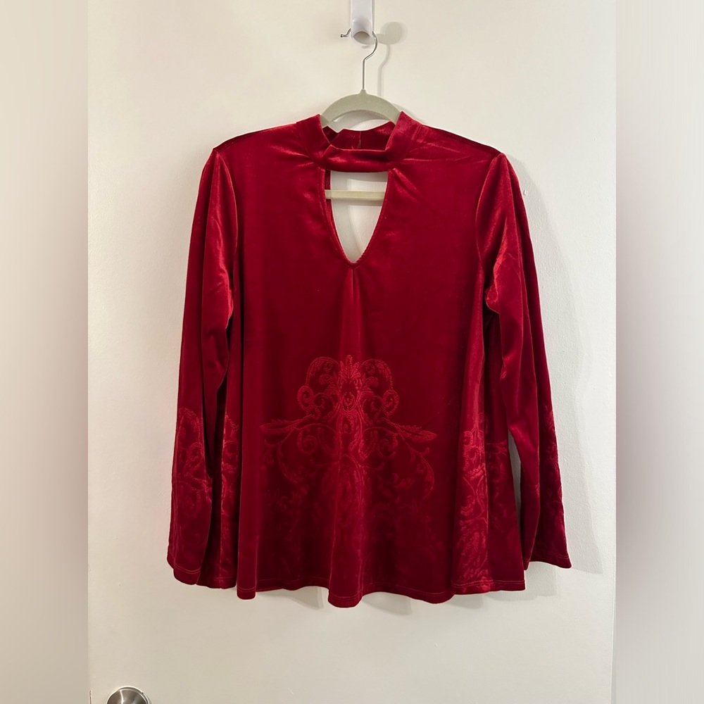 Red Velvet Fever Cut-Out Bell Sleeve Tunic